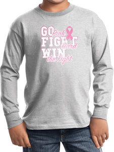 Kids Breast Cancer T-shirt Go Fight Win Youth Long Sleeve - Yoga Clothing for You