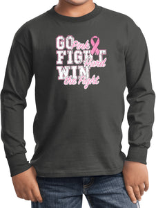 Kids Breast Cancer T-shirt Go Fight Win Youth Long Sleeve - Yoga Clothing for You