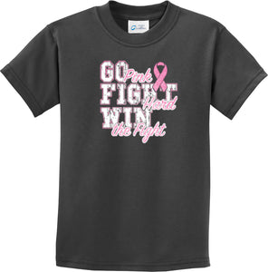 Kids Breast Cancer T-shirt Go Fight Win - Yoga Clothing for You