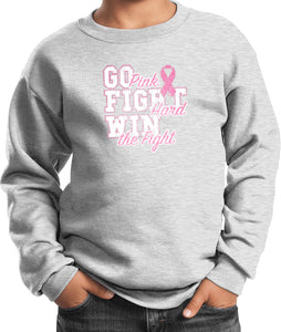 Kids Breast Cancer Sweatshirt Go Fight Win - Yoga Clothing for You