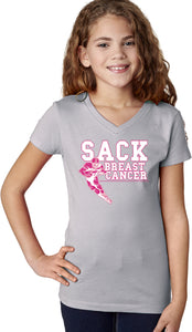 Girls Breast Cancer T-shirt Sack Cancer V-Neck - Yoga Clothing for You