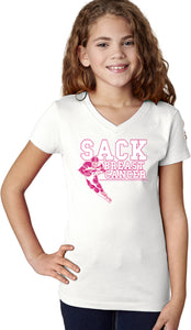 Girls Breast Cancer T-shirt Sack Cancer V-Neck - Yoga Clothing for You