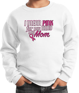 Kids Breast Cancer Sweatshirt Pink For My Hero - Yoga Clothing for You