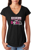 Breast Cancer Kicking Cancer is Our Goal Ladies Triblend V-Neck - Yoga Clothing for You