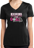 Buy Cools Breast Cancer Tee Kicking Cancer is Our Goal Ladies Dry Wicking V-Neck - Yoga Clothing for You