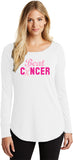 Ladies Breast Cancer Tee Beat Cancer Ladies TriBlend Long Sleeve - Yoga Clothing for You