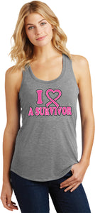 Ladies Breast Cancer Tank Top I Heart a Survivor Racerback - Yoga Clothing for You