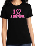 Ladies Breast Cancer T-shirt I Heart a Survivor Tee - Yoga Clothing for You