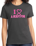 Ladies Breast Cancer T-shirt I Heart a Survivor Tee - Yoga Clothing for You