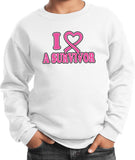 Kids Breast Cancer Sweatshirt I Heart a Survivor - Yoga Clothing for You