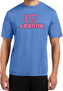 Breast Cancer T-shirt I Heart a Survivor Moisture Wicking Tee - Yoga Clothing for You