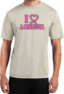 Breast Cancer T-shirt I Heart a Survivor Moisture Wicking Tee - Yoga Clothing for You