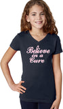 Girls Breast Cancer T-shirt Believe in a Cure V-Neck - Yoga Clothing for You