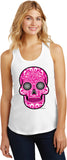 Ladies Halloween Tank Top Pink Sugar Skull Racerback - Yoga Clothing for You