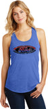 Ladies Ford Oval Tank Top Distressed Logo Racerback - Yoga Clothing for You