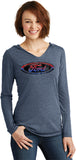 Ladies Ford Oval T-shirt Distressed Logo Tri Blend Hoodie - Yoga Clothing for You