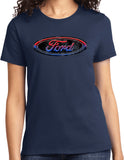 Ladies Ford Oval T-shirt Distressed Logo - Yoga Clothing for You