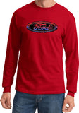 Ford Oval T-shirt Distressed Logo Long Sleeve - Yoga Clothing for You