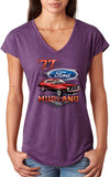 Ladies Ford T-shirt 1977 Mustang Triblend V-Neck - Yoga Clothing for You