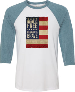 USA T-shirt Home of the Brave Raglan - Yoga Clothing for You