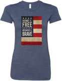 Ladies USA T-shirt Home of the Brave Longer Length Tee - Yoga Clothing for You