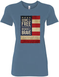 Ladies USA T-shirt Home of the Brave Longer Length Tee - Yoga Clothing for You