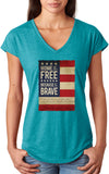 Ladies USA T-shirt Home of the Brave Triblend V-Neck - Yoga Clothing for You