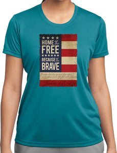 Ladies USA T-shirt Home of the Brave Moisture Wicking Tee - Yoga Clothing for You