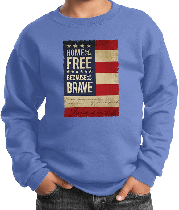 Kids USA Sweatshirt Home of the Brave Youth Sweat Shirt - Yoga Clothing for You