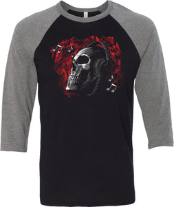 Skull T-shirt Headphones Raglan - Yoga Clothing for You