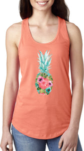 Floral Pineapple Ladies Racerback Tank Top - Yoga Clothing for You