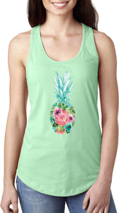 Floral Pineapple Ladies Racerback Tank Top - Yoga Clothing for You