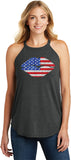 Ladies USA Tank Top Patriotic Lips Tri Rocker Tanktop - Yoga Clothing for You