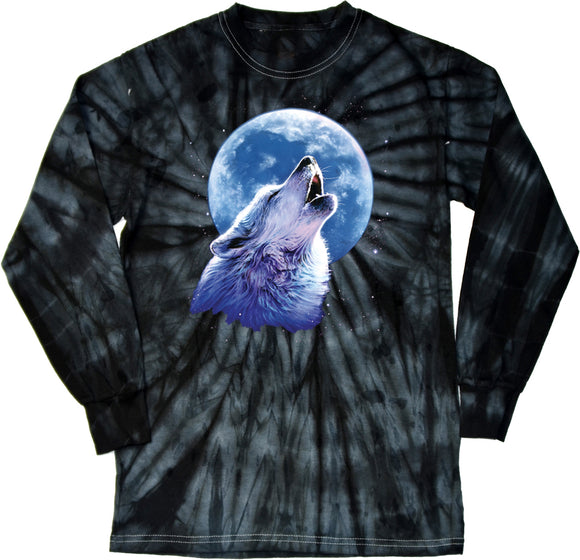 Wolf and Moon T-shirt Call of the Wild Long Sleeve Tie Dye - Yoga Clothing for You