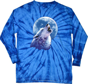 Wolf and Moon T-shirt Call of the Wild Long Sleeve Tie Dye - Yoga Clothing for You