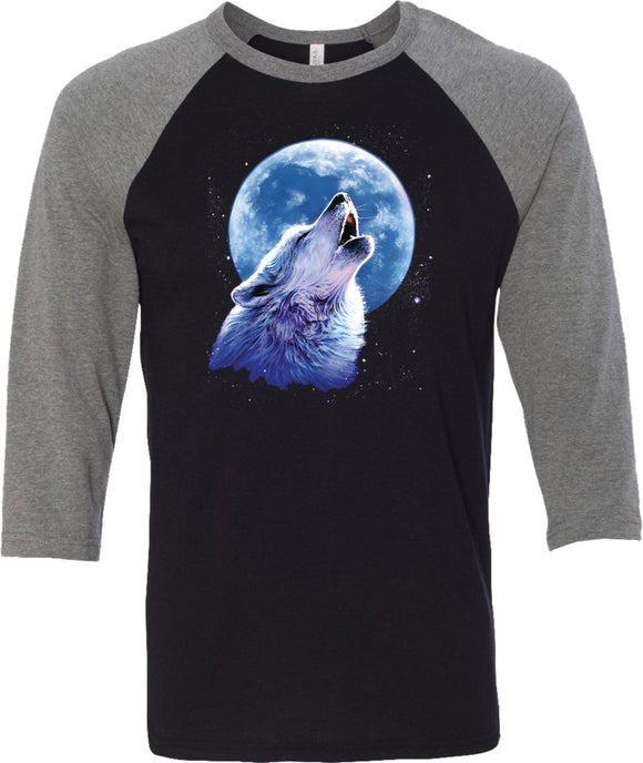 Wolf and Moon T-shirt Call of the Wild Raglan Tee - Yoga Clothing for You