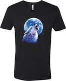 Wolf and Moon T-shirt Call of the Wild V-Neck - Yoga Clothing for You