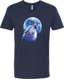 Wolf and Moon T-shirt Call of the Wild V-Neck - Yoga Clothing for You