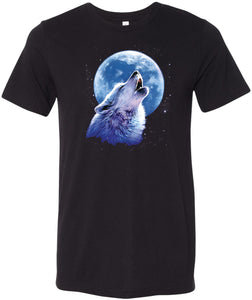 Wolf and Moon T-shirt Call of the Wild Tri Blend Tee - Yoga Clothing for You