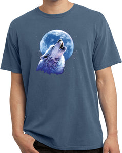 Wolf and Moon T-shirt Call of the Wild Pigment Dyed Tee - Yoga Clothing for You