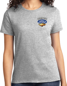 Ladies Ford Mustang T-Shirt Genuine Parts Pocket Print - Yoga Clothing for You