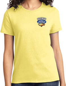 Ladies Ford Mustang T-Shirt Genuine Parts Pocket Print - Yoga Clothing for You