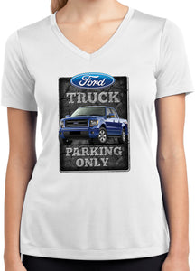 Ford Truck T-shirt Parking Sign Ladies Dry Wicking V-Neck - Yoga Clothing for You