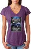 Ladies Ford Truck T-shirt Parking Sign Triblend V-Neck - Yoga Clothing for You