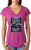 Ladies Ford Truck T-shirt Parking Sign Triblend V-Neck - Yoga Clothing for You