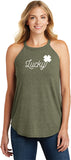 St Patricks Day Lucky Ladies Tri Rocker Tank Top - Yoga Clothing for You