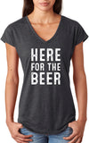 St Patricks Day Here for the Beer Ladies Tri Blend V-neck Shirt - Yoga Clothing for You