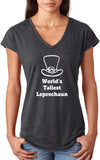 St Patricks Day Worlds Tallest Leprechaun Ladies Tri Blend V-neck Shirt - Yoga Clothing for You