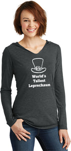 St Patricks Day Worlds Tallest Leprechaun Ladies Lightweight Hoodie - Yoga Clothing for You