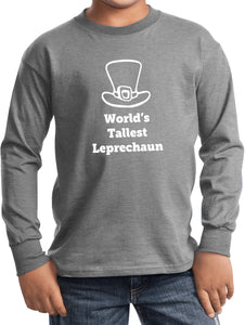 St Patricks Day Worlds Tallest Leprechaun Kids Long Sleeve Shirt - Yoga Clothing for You